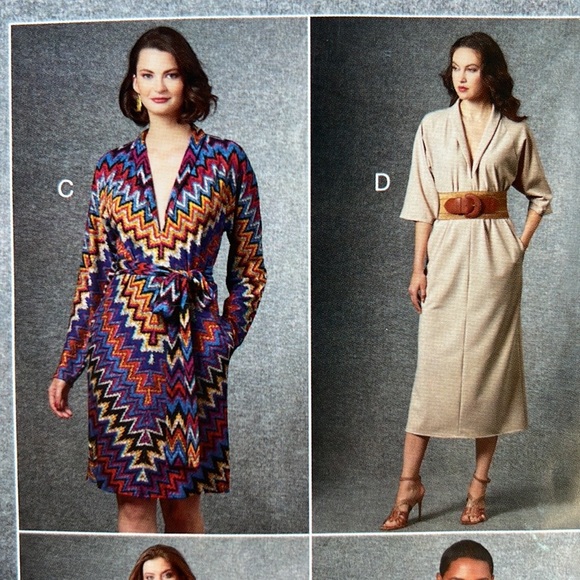 VOGUE PATTERNS V1653 Sewing Pattern size ES 14 16 18 20 and 22 Faux wrap dress - Picture 2 of 10